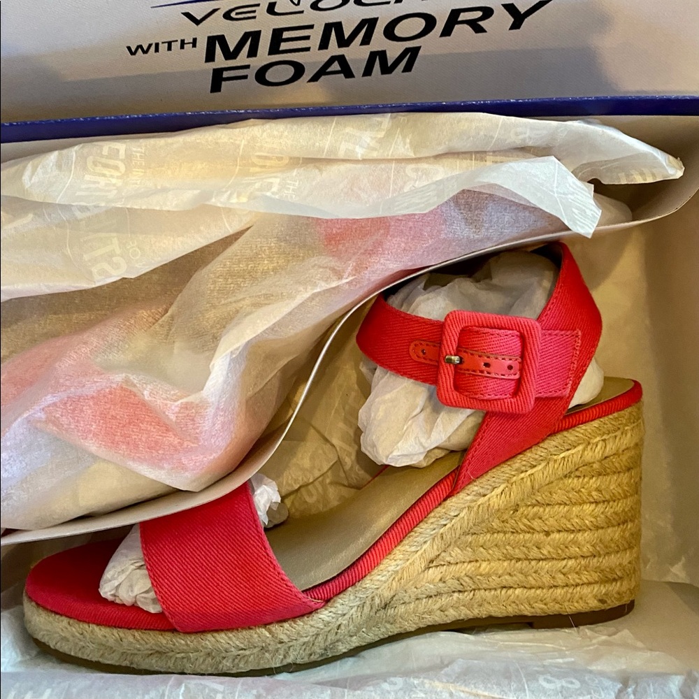 Life stride wedge espadrille sandal with memory foam
